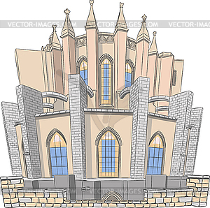 Жирона. Собор Святой Марии - иллюстрация в векторе