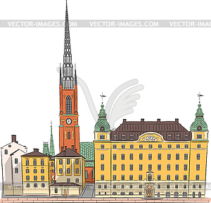 Stockholm. Gamla Stan Island - vector image