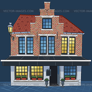 Traditional medieval house in historical part of - vector clipart