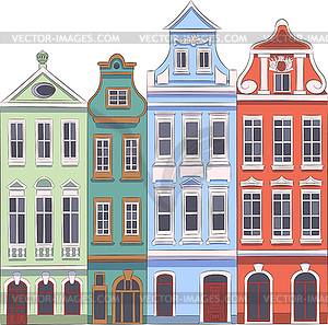 Poznan. Old medieval houses - vector clipart