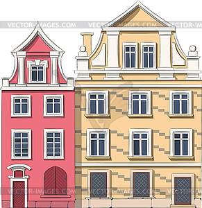 Poznan. Old multi-colored medieval houses - vector image