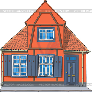 Старый традиционный датский дом с деревянными ставнями o - иллюстрация в векторе