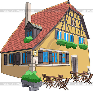 Traditional German half-timbered house in Rothenbur - vector EPS clipart