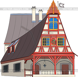 Building of old forge in Rothenburg ob der Tauber - vector clip art