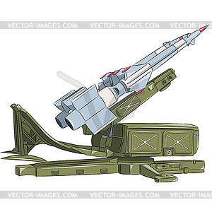 Anti-aircraft missile system on stationary - vector clip art