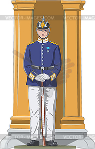 Swedish guardsman in dress uniform and with rifle a - vector image