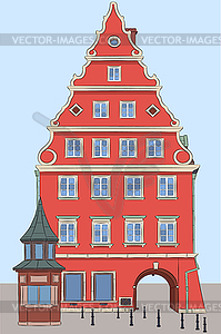 Wroclaw. Facade of an old traditional stone buildin - vector EPS clipart