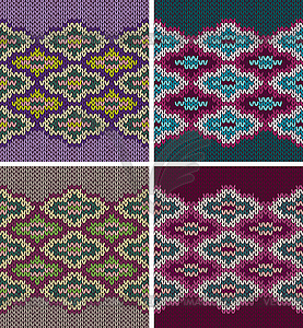 Knit Woolen Seamless Jacquard Ornament Texture. - vector image