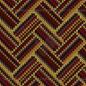 Seamless Knitted Pattern. Yellow Orange Red Brown - vector image