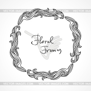 Floral frame with hand-drawn natural graphic - vector image