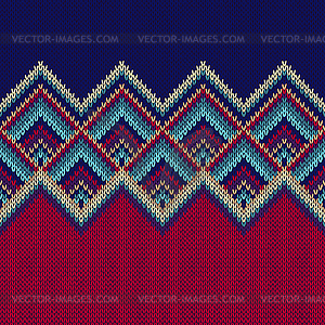 Seamless Pattern. Knit Woolen Trendy Ornament - vector image