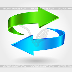 Arrows Sign. Blue Green Color - royalty-free vector image