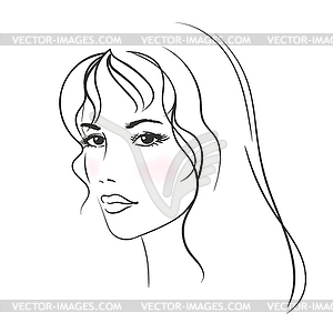 Красивая молодая женщина с длинными светлыми волосами - изображение в векторном формате