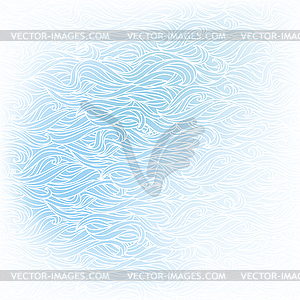 Wavy hand-drawn white pattern on blue background - vector image