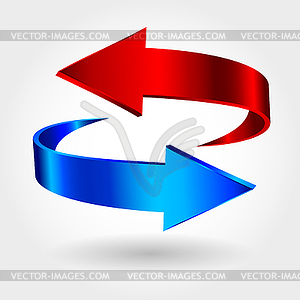 Red and blue arrows are moving towards. Arrows sign - royalty-free vector image