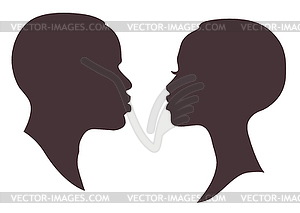 African woman and man face silhouette - vector clip art