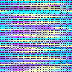 Seamless Knitted Melange Pattern. Blue Yellow Pink - vector image