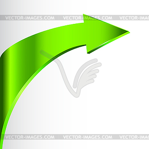 Green arrow and white background. 3D - vector image