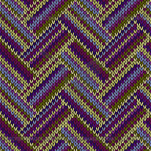 Seamless Knitted Pattern. Blue Violet Green Color - vector clipart