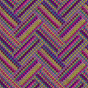 Multicolored Seamless Knitted Pattern - vector clipart