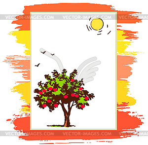 Announcement form with tree - vector clipart