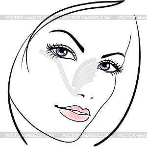 Значок лицо красивая девушка - рисунок в векторном формате