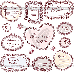 Cute doodle floral frame set - vector image