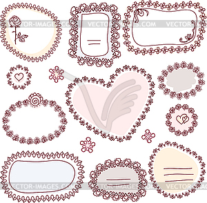 Cute doodle floral frame set - vector image