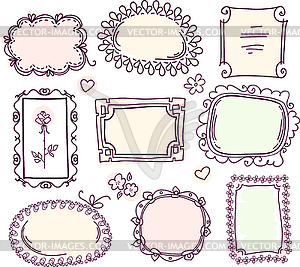 Cute doodle floral frame set - vector clipart / vector image