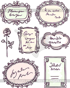 Cute doodle floral frame set - vector clipart