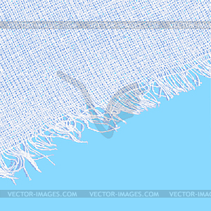 Canvas texture with fringe. White light blue color - vector clip art