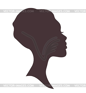 Молодая женщина голову силуэт со стильным африканским - клипарт в векторе