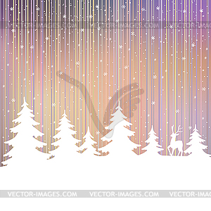 Christmas background. Winter landscape with deer. - vector image