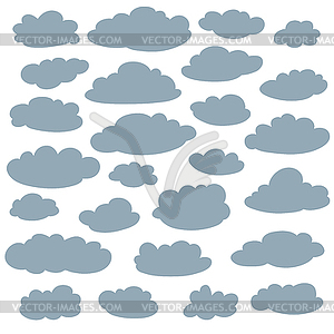 Cloud silhouettes collection. Set of cartoon cute - vector image