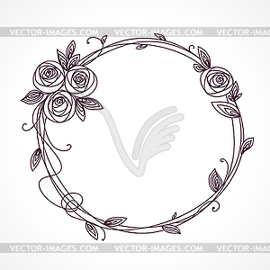 Abstract line elegant floral frame as element for - vector image