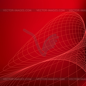 Abstract red background. Curves geometric - vector clipart