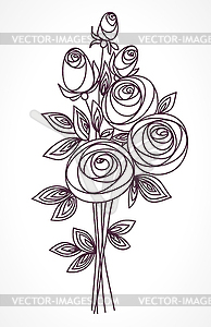 Flower bouquet. Stylized roses hand drawing - vector clipart