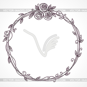 Floral frame. Abstract line elegant element for - vector image