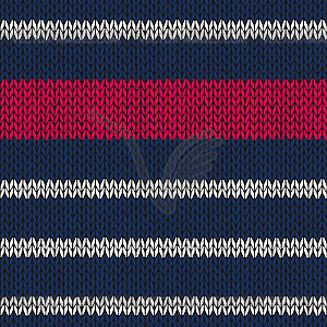 Seamless knitted pattern with red white stripes - vector clipart