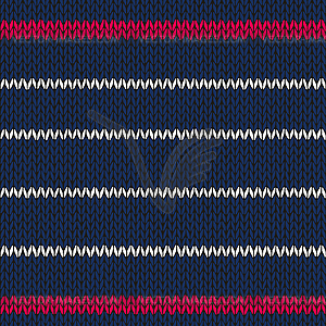 Seamless knitted pattern with red white stripes - vector image