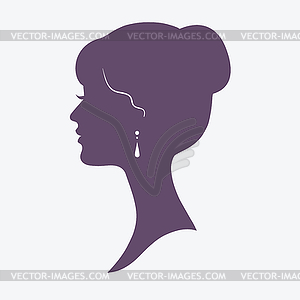 Woman Face Silhouette with Stylish Hairstyle - stock vector clipart