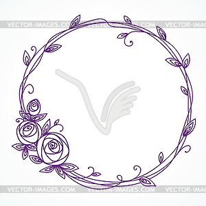 Floral frame. Wreath of rose flowers - vector clip art