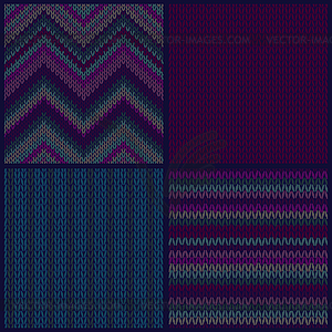 Seamless knitted pattern. Set of blue pink white - vector image