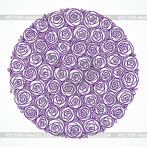 Roses bouquet. Stylized flowers. black adn white - vector clipart