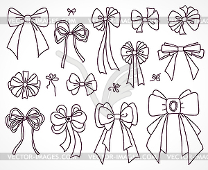 Set of bows for design congratulatory cards, - vector clip art