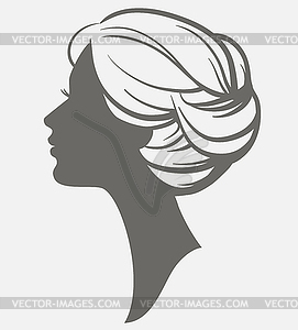 Woman face silhouette. Female head with stylish - vector clip art