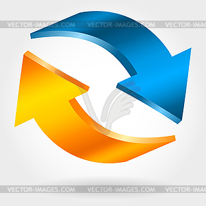 Counter blue and orange arrows. Photorealistic 3d - vector image