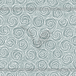 White seamless pattern. Outline stylized roses. - vector clipart