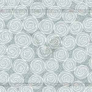 White seamless pattern. Outline stylized roses. - color vector clipart