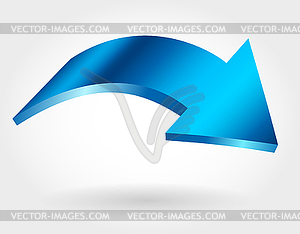 Blue arrow. curve icon - vector image